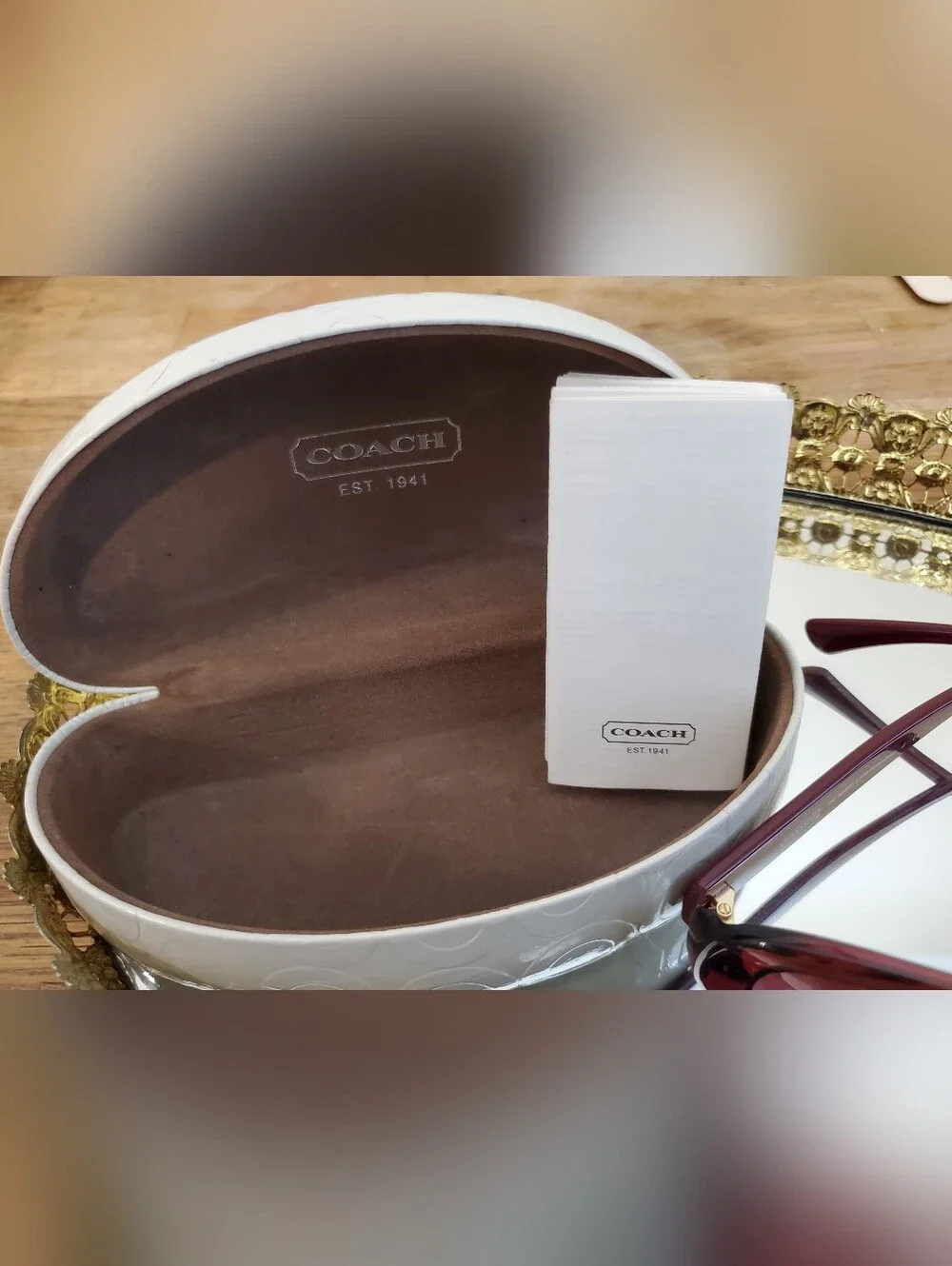 COACH Women's Burgundy Oval Sunglasses - NEW